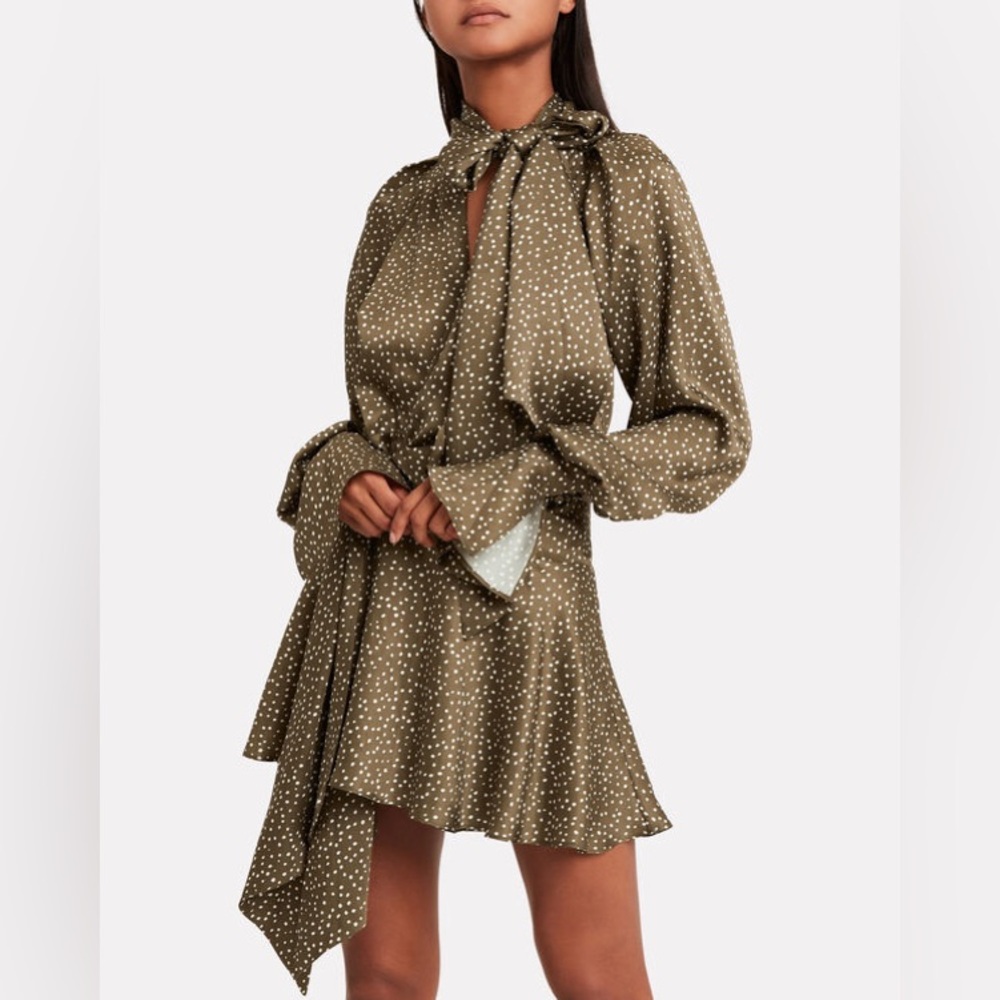 Acler Doheny Polka Dot Tie-Neck Dress